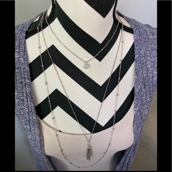 3 Tiered Silver Necklace - Picture 4 of 9